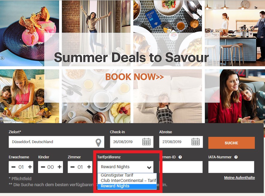 IHG Buchungsmaske
