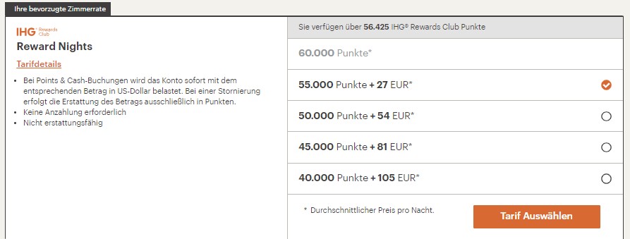 IHG Rewards Club Points and Cash