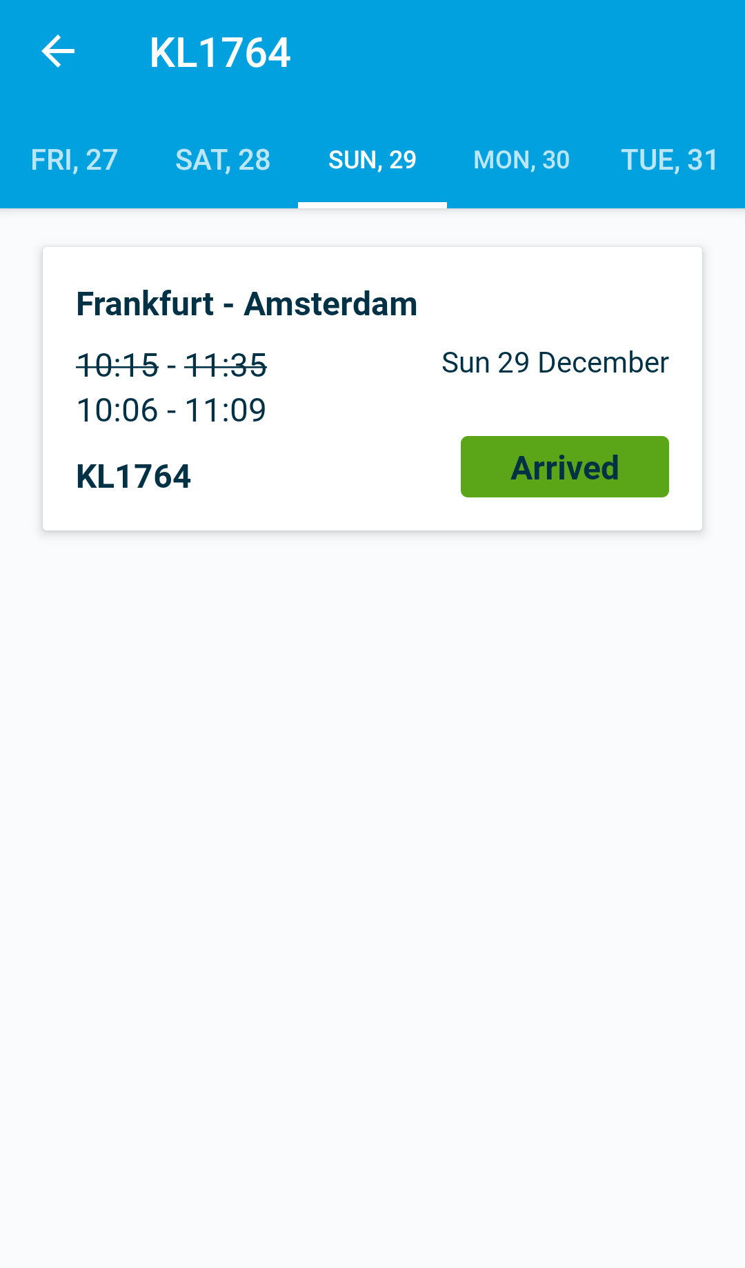 KLM Royal Dutch Airlines Guide - App: Flugstatus nach Flugnummer
