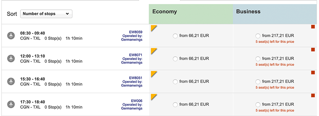 31.10.2020 CGN-BER | Preise, Stand 04.03.2020