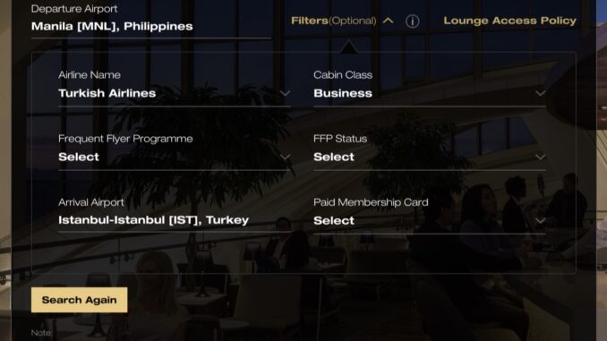 Manila - Istanbul, Business Class | Star Alliance Lounge Finder